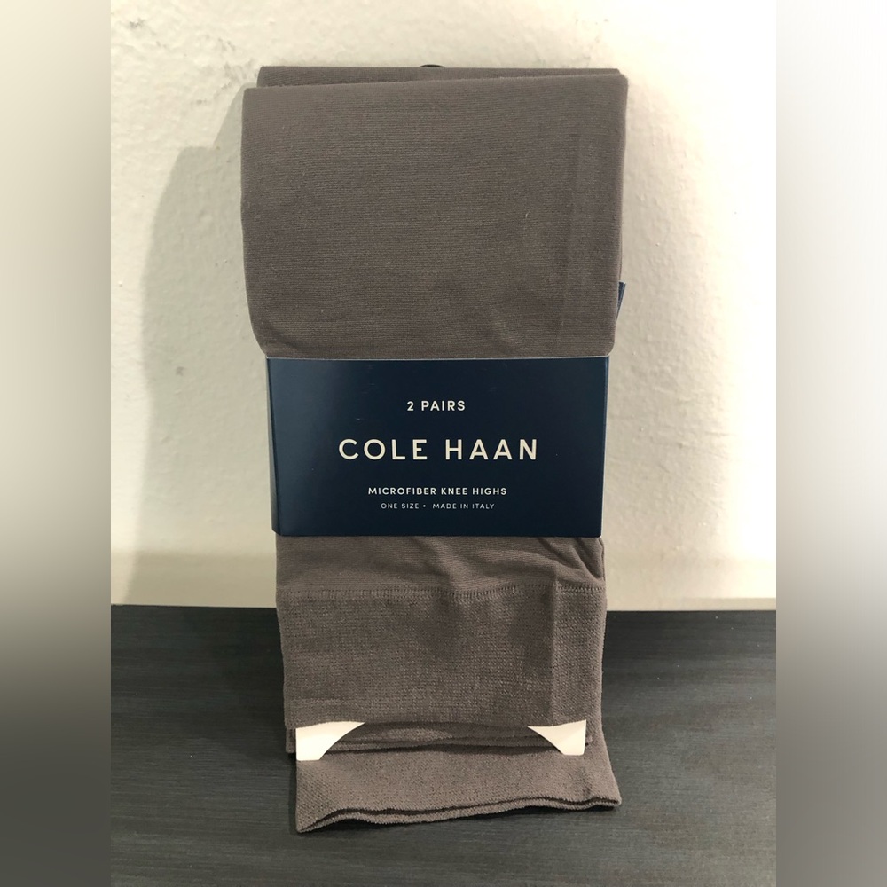 Cole Hana two-pair bundle Microfiber Knee Highs, grey, one size, made in Italy.